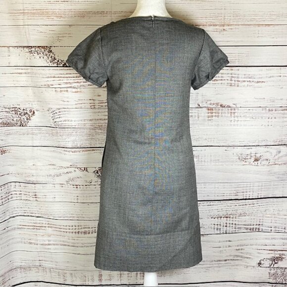 GAP Women’s Wool Blend Gray Shift Dress Size 0 XS Scoop Neck Short Sleeve - Picture 4 of 15